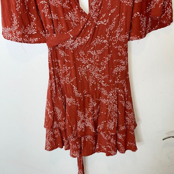 POLLY Rust Wrap Romper Ruffle Size 12 - Picture 4 of 11